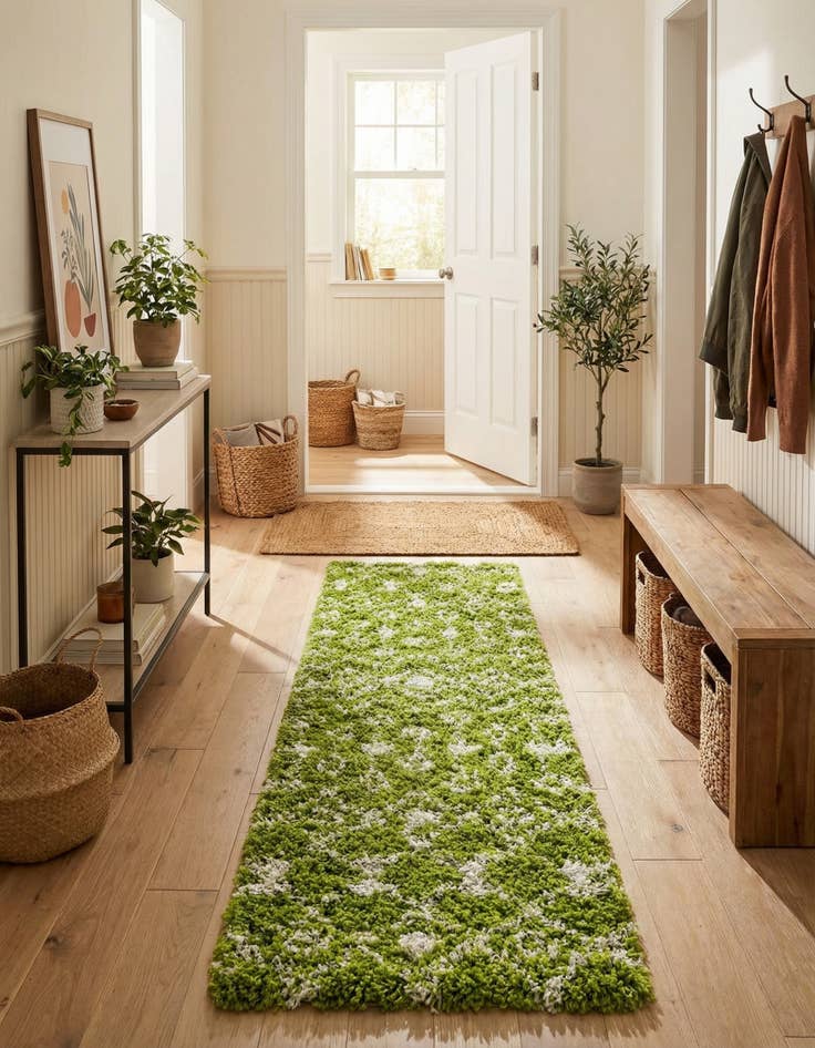 Detail image of 2' 7 x 10' Moroccan Trellis Shag Runner Rug