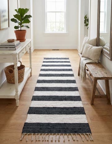 2' 6 x 16' 5 Hand Woven Chindi Rag Runner Rug