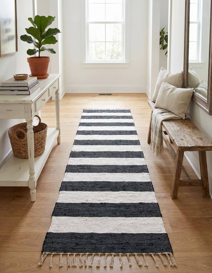 Detail image of 2' 6 x 16' 5  Hand Woven Chindi Rag Runner Rug