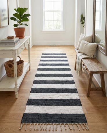 2' 6 x 16' 5  Hand Woven Chindi Rag Runner Rug