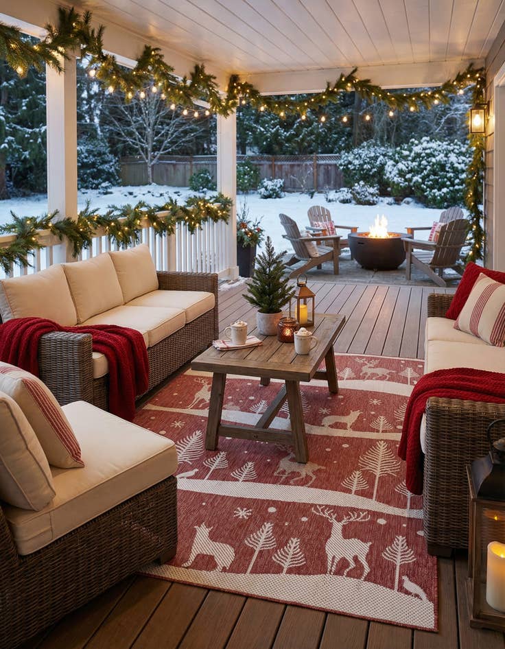 Detail image of 5' 3 x 8'  Washable Holiday Indoor / Outdoor Rug