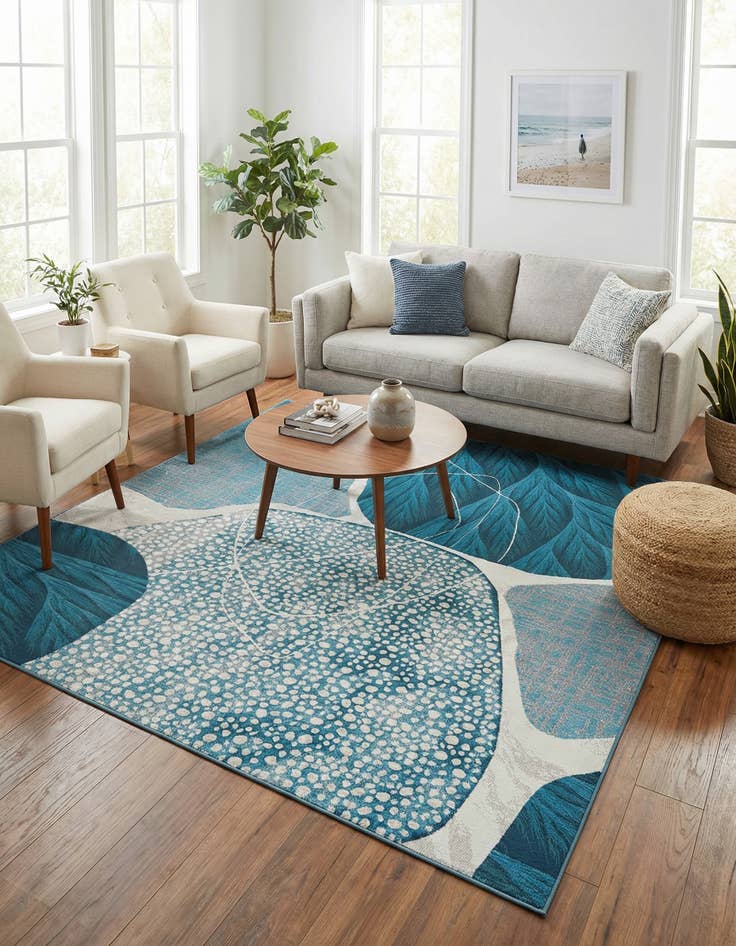 Detail image of 7' 10 x 10' Easy-Clean Modern Indoor / Outdoor Rug