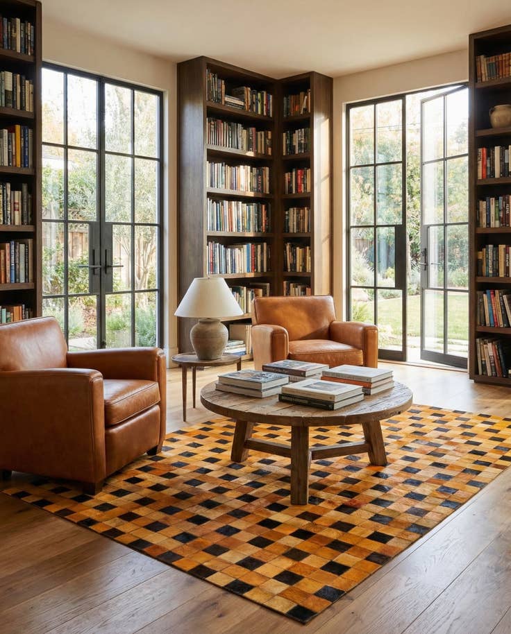 Detail image of 5' 2 x 8' Cowhide Stocks Rug