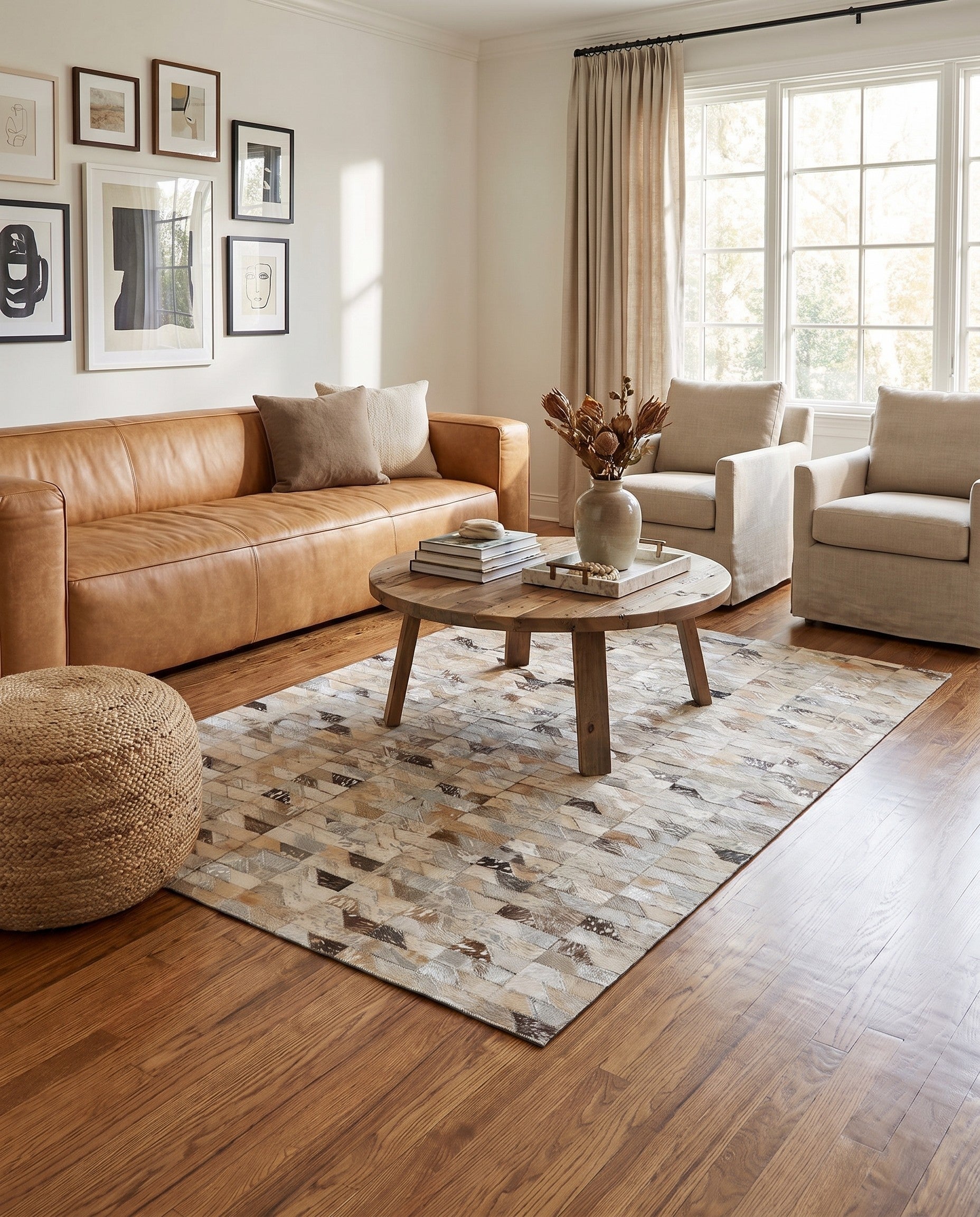 4' 6 x 6' 8 Cowhide Stocks Rug