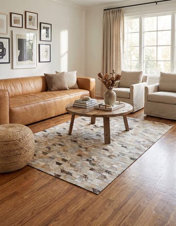 4' 6 x 6' 8 Cowhide Stocks Rug