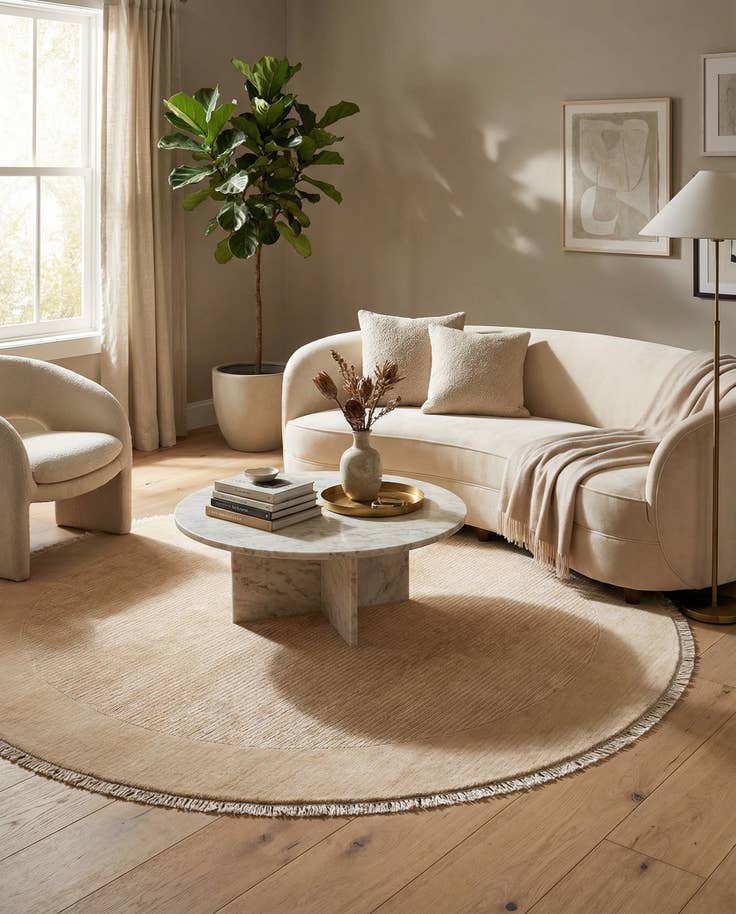 Detail image of 6' 6 x 6' 6 Hand Knotted Darya Wool Round Rug