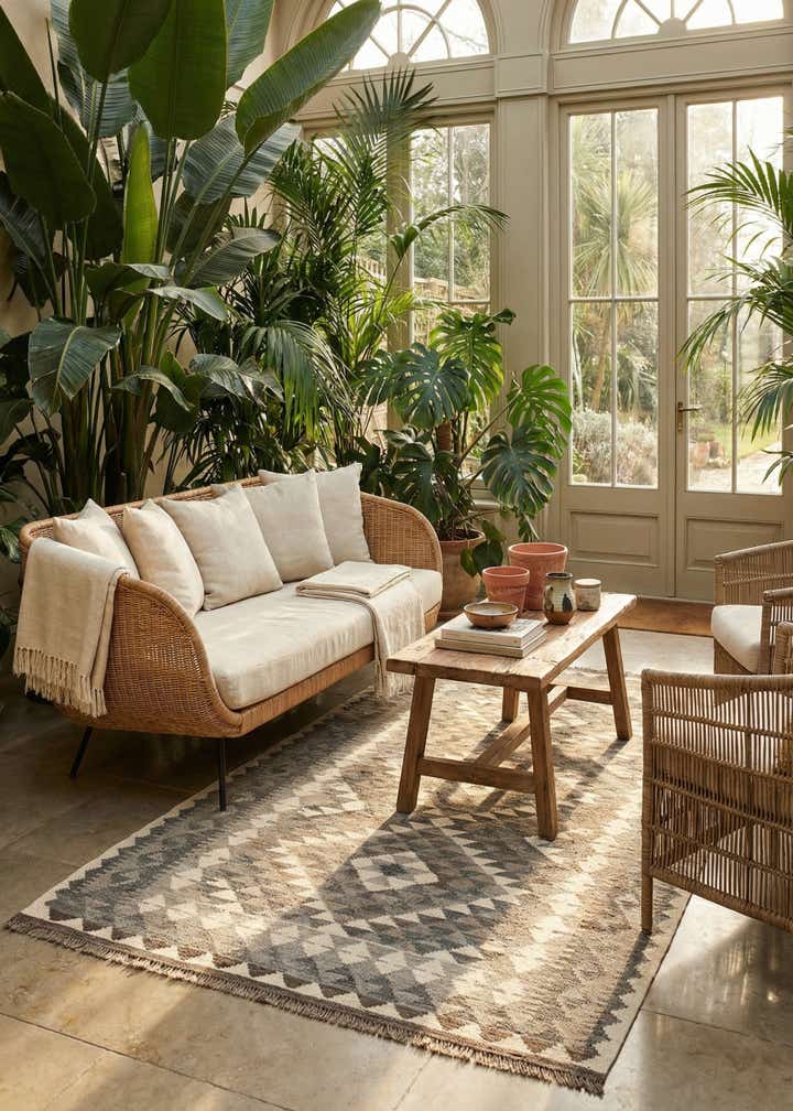 4' 1 x 5' 11 Hand Woven Kilim Maymana Wool Rug