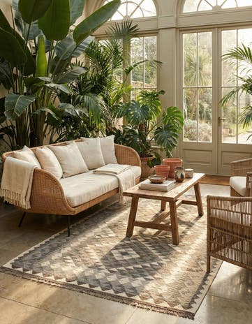 4' 1 x 5' 11 Hand Woven Kilim Maymana Wool Rug