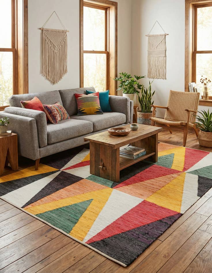 Detail image of 9' x 12' Hand Braided Chindi Cotton Rug