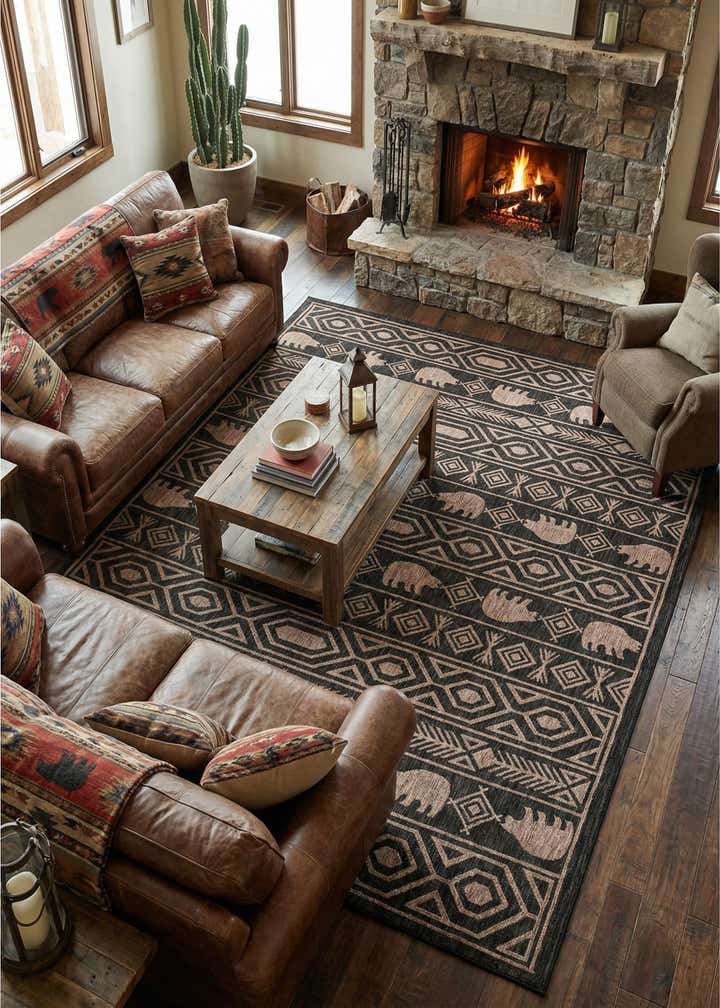 10' x 14' Easy-Clean Southwestern Indoor / Outdoor Rug