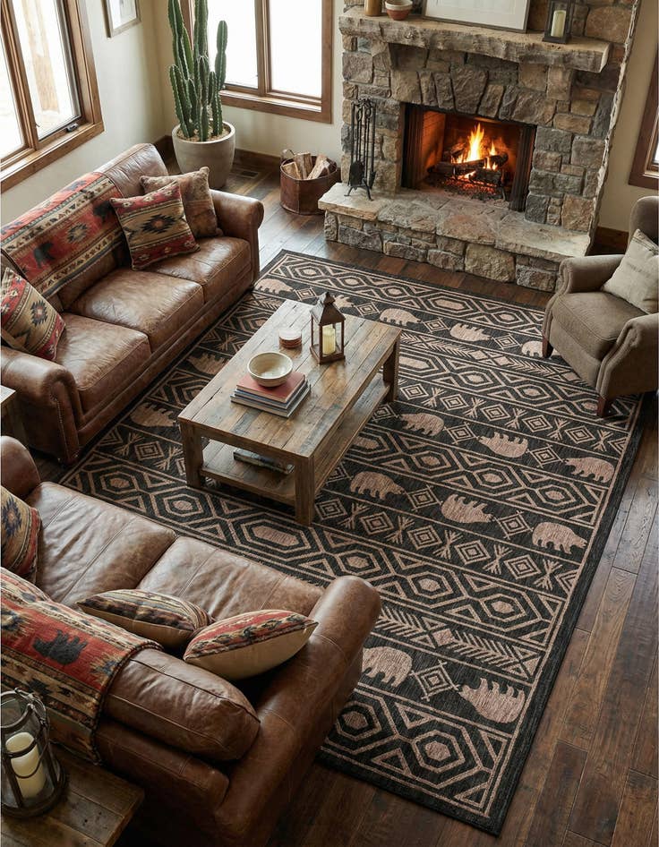 Detail image of 10' x 14'  Washable Southwestern Indoor / Outdoor Rug
