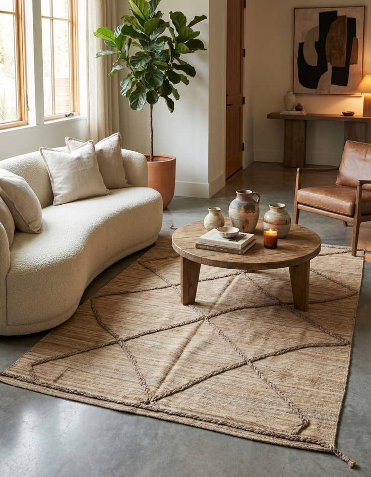 Detail image of 4' 2 x 6' 4  Hand Woven Kilim Modern Wool Rug