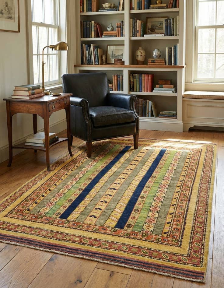 Detail image of 4' 1 x 6' 2  Hand Knotted Ariana Ziegler Rug