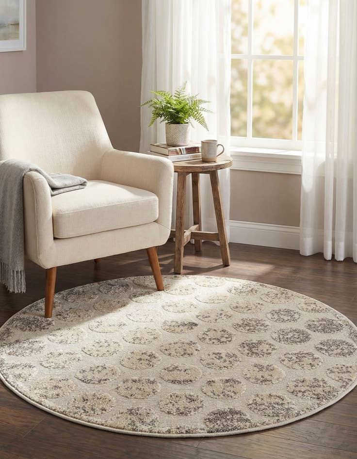 Detail image of  3' x 3'  Washable Sabrina Soto Indoor / Outdoor Round Rug