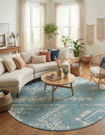 10' 8 x 10' 8 Easy-Clean Bohemian Indoor / Outdoor Round Rug