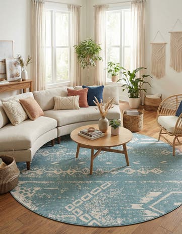 10' 8 x 10' 8 Easy-Clean Bohemian Indoor / Outdoor Round Rug