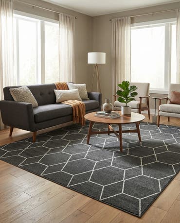  10' x 10' Lattice Frieze Square Rug