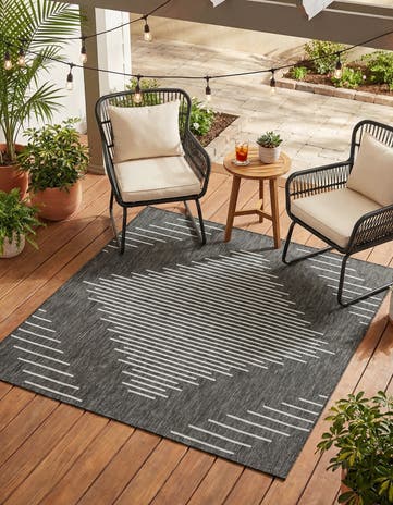Charcoal Gray Easy-Clean Modern Indoor / Outdoor Square Rug