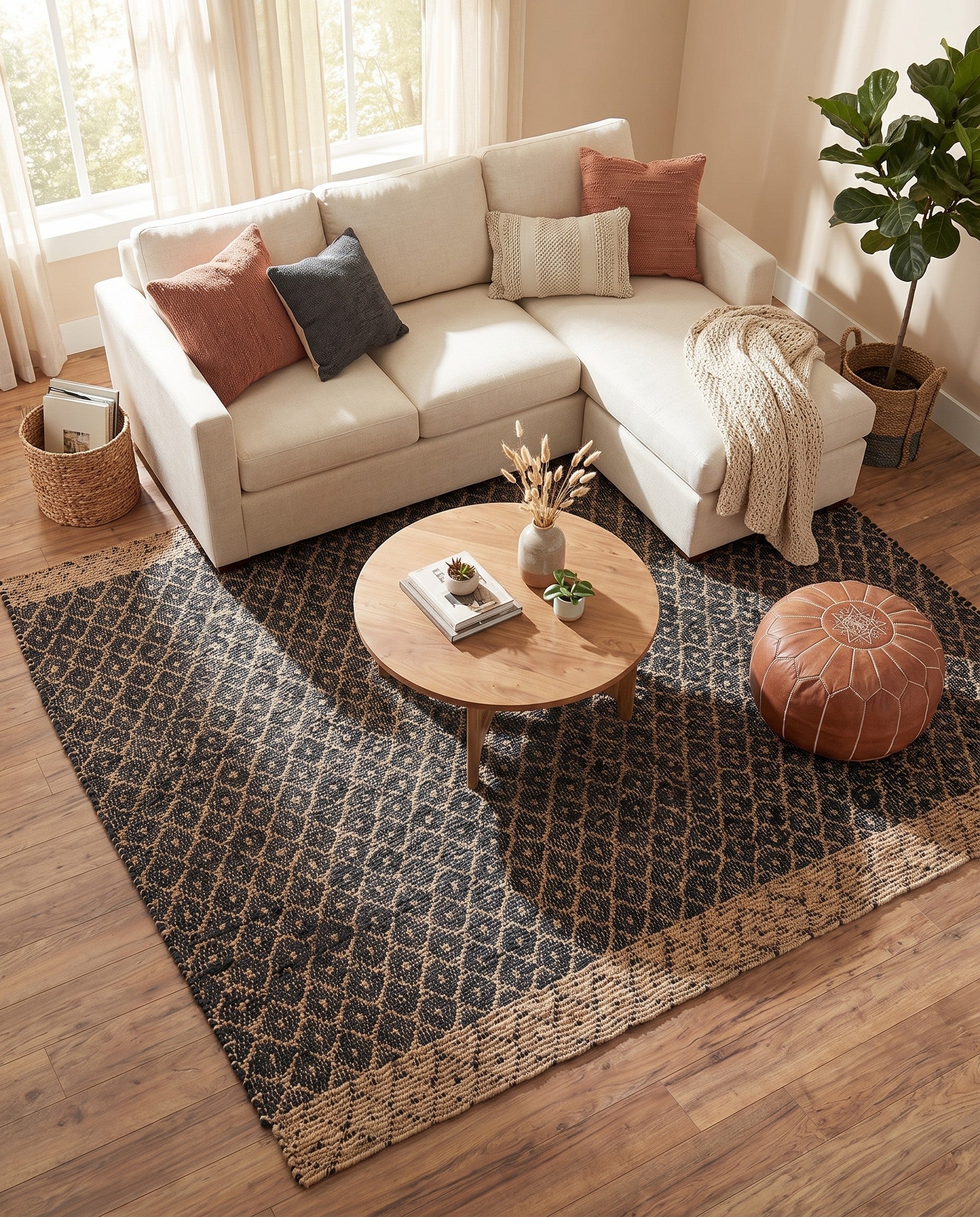 8' x 8' Hand Woven Chindi Trellis Square Rug