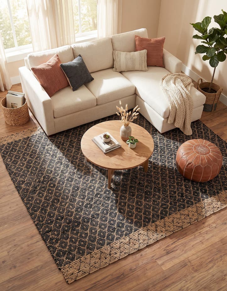 8' x 8' Hand Woven Chindi Trellis Square Rug