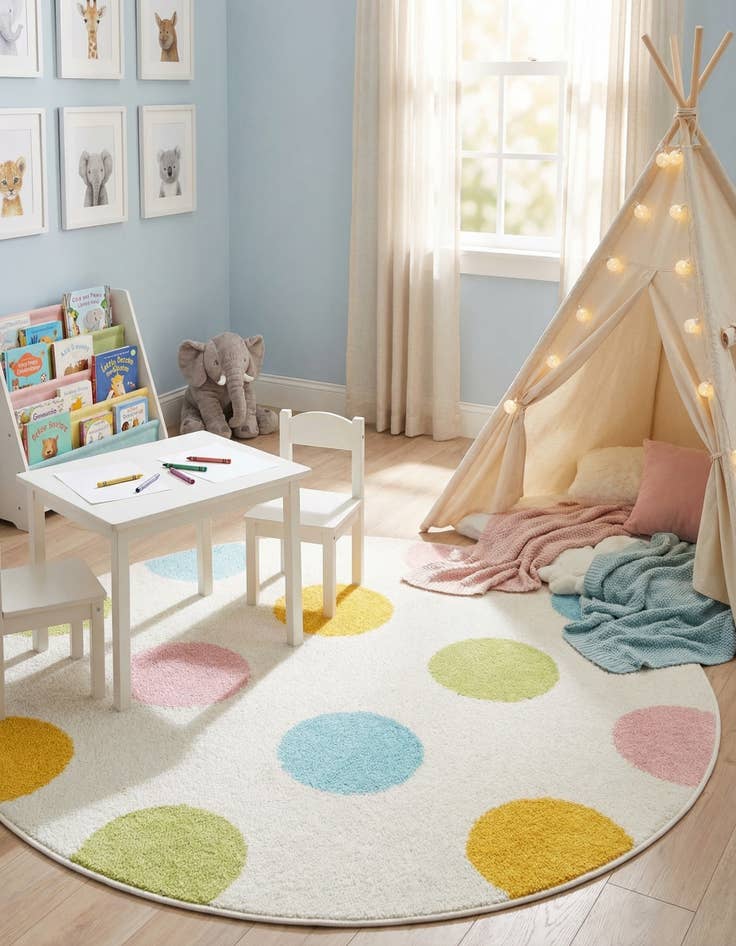 Detail image of 3' 3 x 3' 3 Whimsy Kids Round Rug