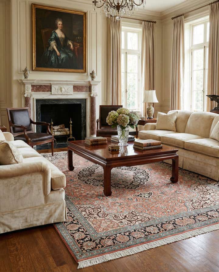 6' 11 x 9' 10 Hand Knotted Kashmir Oriental Rug