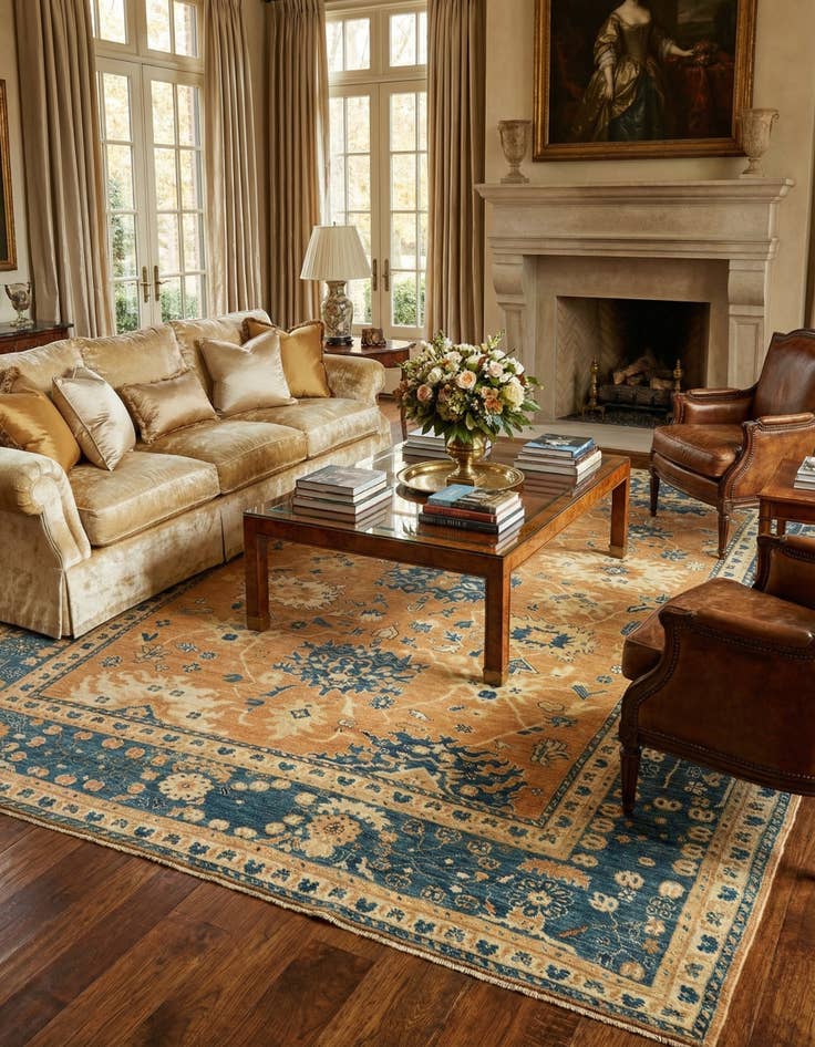 Detail image of 8' 10 x 11' 6  Hand Knotted Oushak Wool Rug