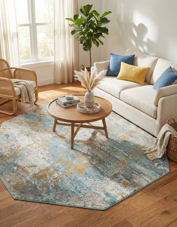 Cream Blue Paragon Octagon Rug