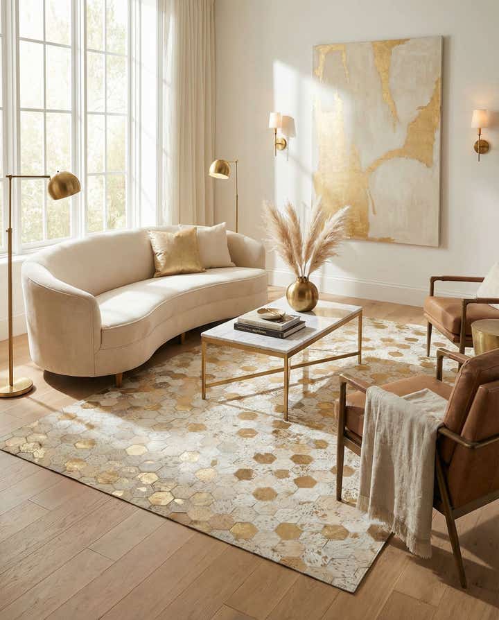 4' 10 x 7' 7 Cowhide Stocks Rug