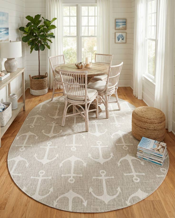 Detail image of 7' 10 x 10' Easy-Clean Coastal Indoor / Outdoor Oval Rug