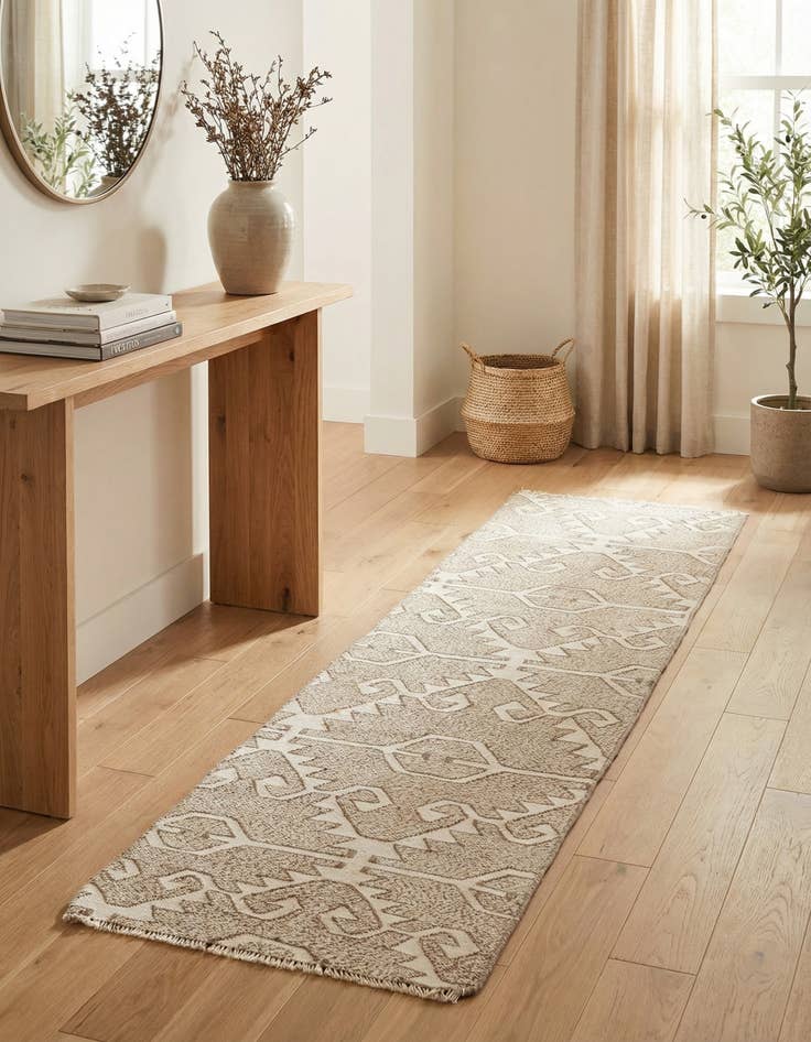 Detail image of 2' x 7' 5  Hand Woven Kilim Modern Wool Runner Rug