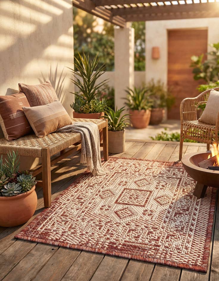 Detail image of 1' 4 x 1' 4  Washable Aztec Indoor / Outdoor Sample Rug