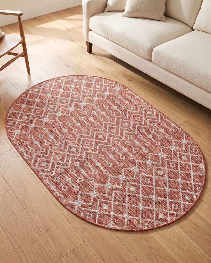 3' x 5' 3 Easy-Clean Trellis Indoor / Outdoor Oval Rug