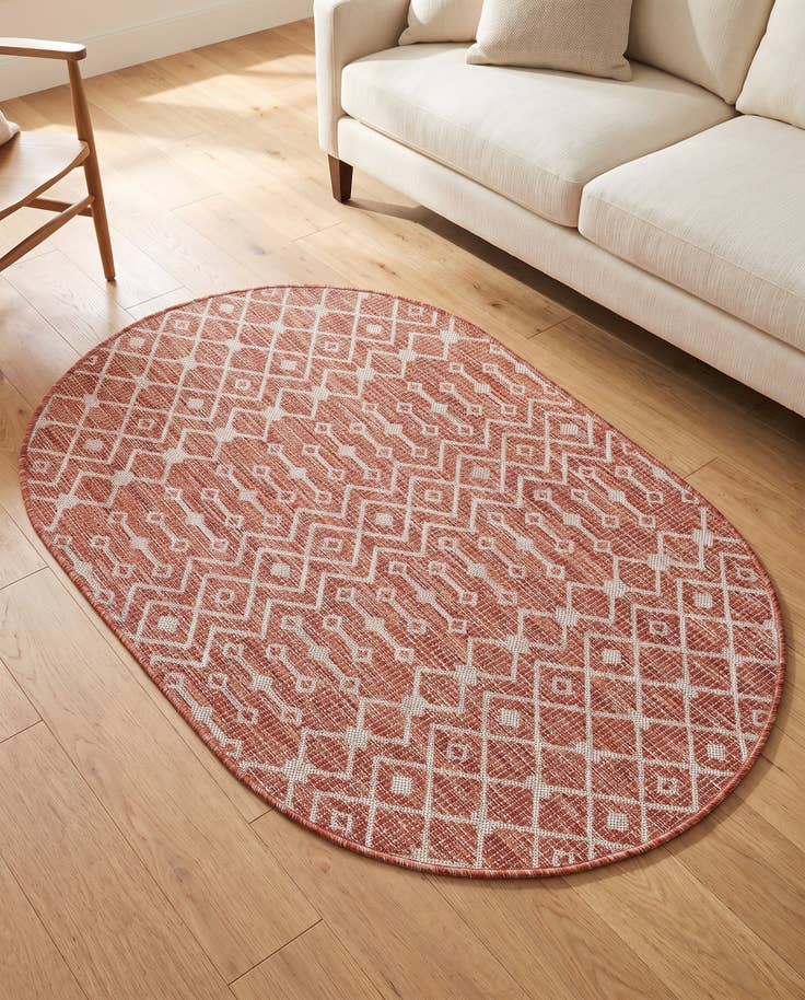 Detail image of 3' x 5' 3 Easy-Clean Trellis Indoor / Outdoor Oval Rug