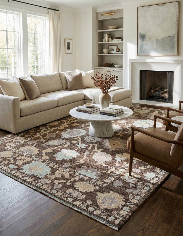 Detail image of  9' x 11' 10  Hand Knotted Oushak Wool Rug