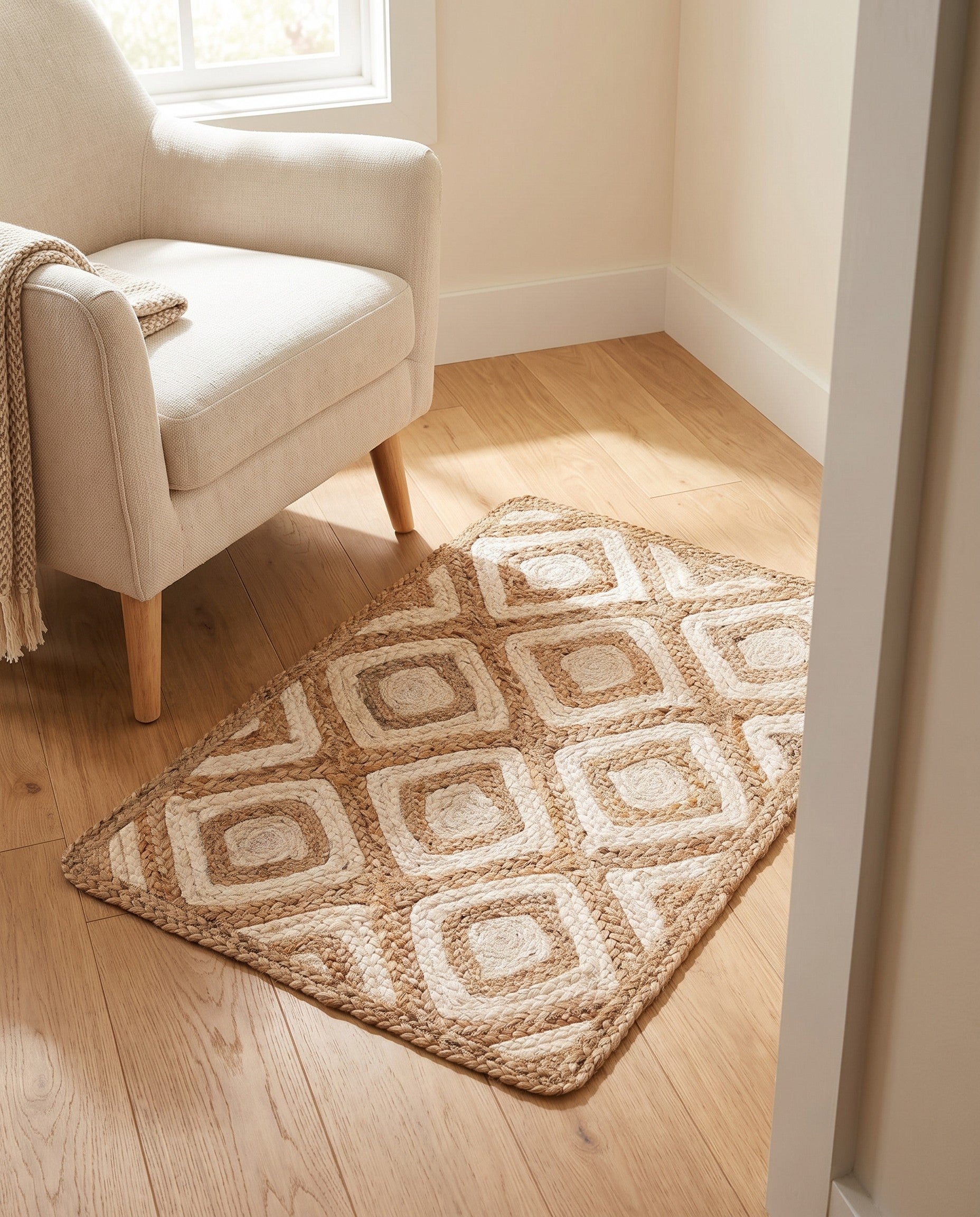 2' x 3' 1 Handmade Braided Jute Rug