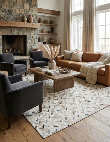 6' 8 x 9' 10 Cowhide Stocks Rug