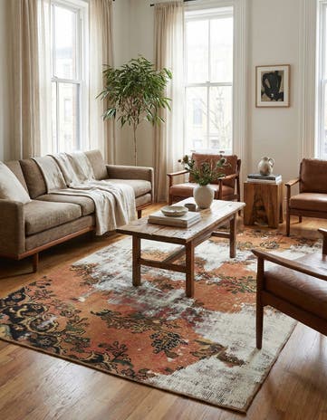 4' 4 x 6' 6 Hand Knotted Ultra Vintage Persian Wool Rug