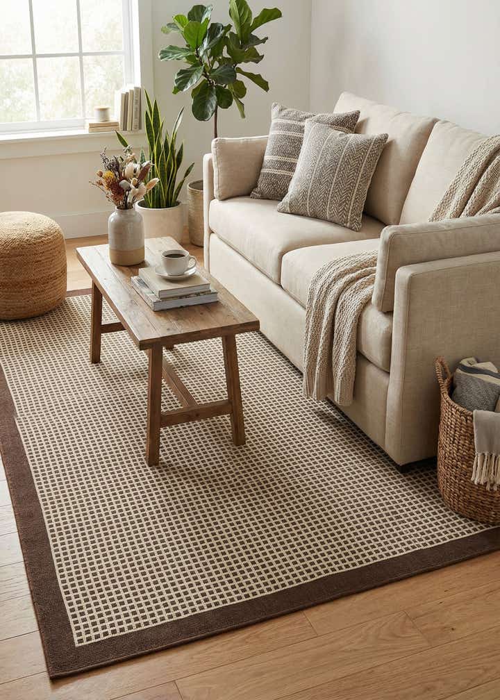 5' x 8' Easy-Clean Border Indoor / Outdoor Rug