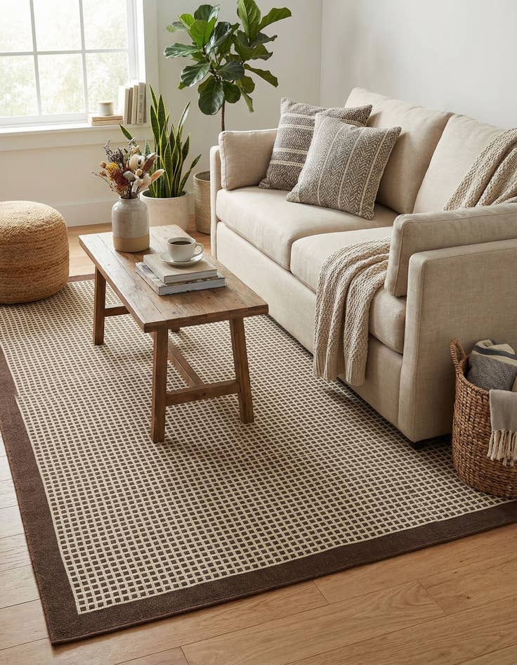 Detail image of 5' x 8'  Washable Border Indoor / Outdoor Rug