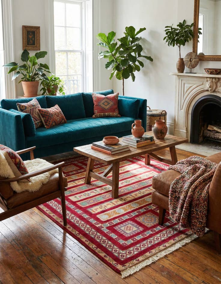 Detail image of  4' 4 x 6' 7  Hand Knotted Ghoochan Persian Wool Rug