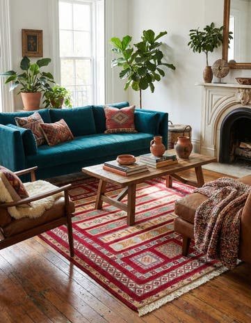 4' 4 x 6' 7 Hand Knotted Ghoochan Persian Wool Rug