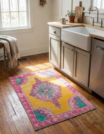 Yellow Washable Timeless Rug