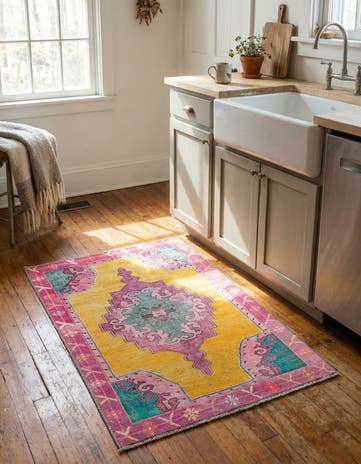 Yellow Washable Timeless Rug