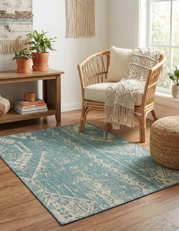 Detail image of  2' x 3'  Washable Bohemian Indoor / Outdoor Rug