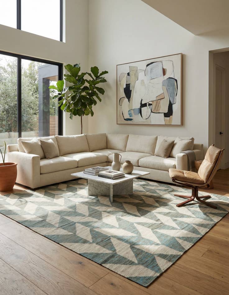 Detail image of  8' 6 x 9' 6  Hand Woven Kilim Modern Wool Rug