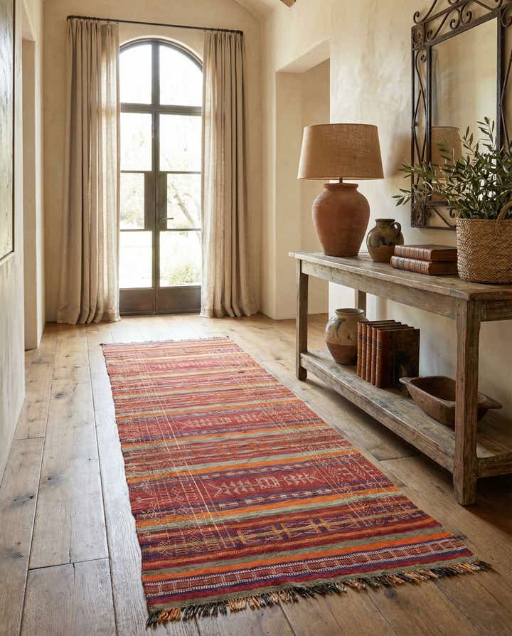 4' x 9' 1 Hand Woven Kilim Fars Wool Runner Rug