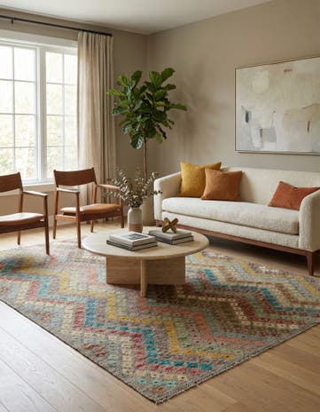 6' x 7' 9 Hand Woven Kilim Modern Wool Rug