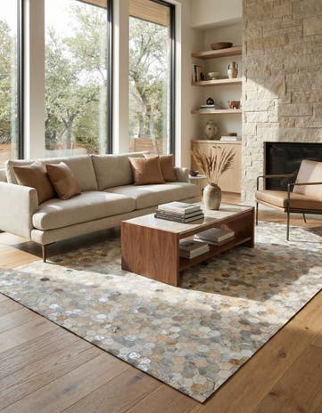 5' 1 x 7' 10 Cowhide Leather Rug