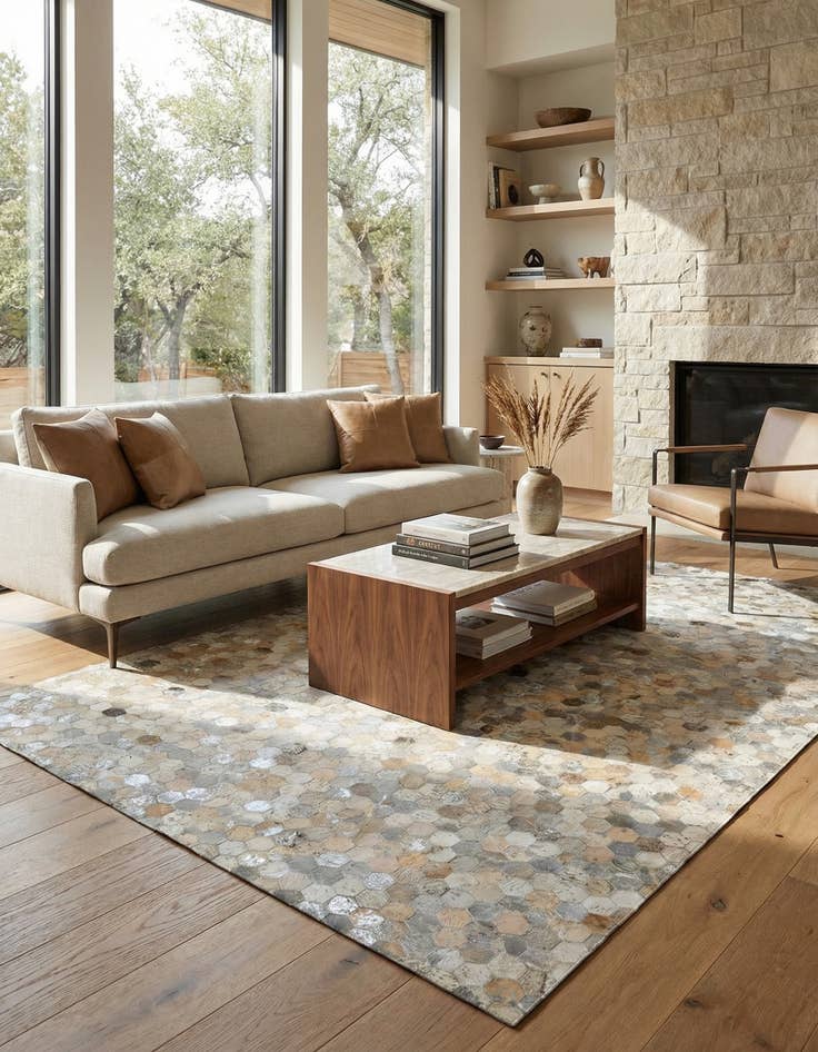 Detail image of 5' 1 x 7' 10 Cowhide Leather Rug